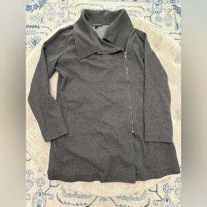 BANANA REPUBLIC Twill Moto Long Knit Jacket Silver Zipper Fall Winter Workwear M